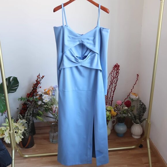 Alexis Elisabet Midi Dress Azul Blue XSmall Off the Shoulder Cocktail - Picture 5 of 6